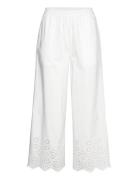 Cotton Trousers W/ Embroidery White Rosemunde