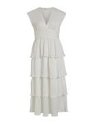 Vilillian V-Neck Plisse Ankle Dress/Dc White Vila