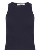 Rib Knit Tank Top Navy A-View