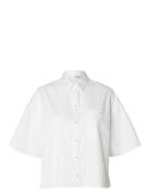 Slfagnese 2/4 Cropped Pearl Shirt B White Selected Femme