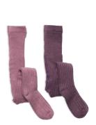 Wool Stocking - Rib 2-Pack Purple Minymo