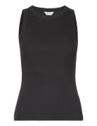 High Neck Rib Tank Top Black GANT