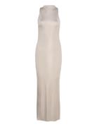 Jersey Halter Neck Maxi Dress Beige Calvin Klein