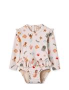 Sille Baby Printed Swimsuit Cream Liewood