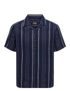 Onstrev Life Reg Ss Struc Stripe Shirt Navy ONLY & SONS