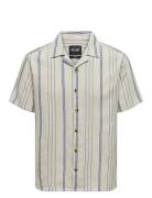 Onstrev Life Reg Ss Struc Stripe Shirt Cream ONLY & SONS