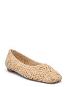 Square-Toe Braided Ballerinas Beige Mango