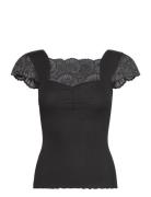 Silk T-Shirt W/ Lace Black Rosemunde