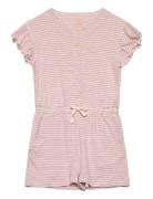 Striped Jumpsuit With Ruffles Pink Copenhagen Colors