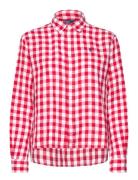 Wide Cropped Gingham Linen Shirt Red Polo Ralph Lauren