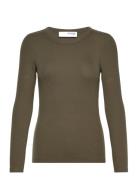 Slfdianna Ls O-Neck Top Noos Khaki Selected Femme