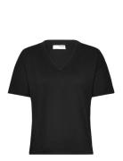 Slfcarli Ss V-Neck Tee Black Selected Femme