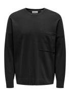 Onslamai Ovz 12 Ls Pocket Crew Knit Black ONLY & SONS