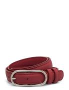 Glossy Nola Leather Belt Red Becksöndergaard