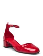 Patent Leather-Effect Heeled Shoes Red Mango