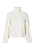 Slfkamma Ls Knit Roll Neck Noos White Selected Femme