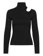 Olesa Asymmetric Knit Top Black Bardot