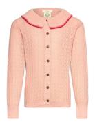 Pointelle Knitted Cable Cardigan W. Collar Pink Copenhagen Colors