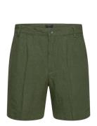 Pleated Linen Shorts Green Percival