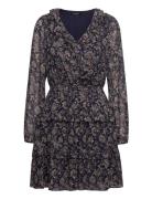 Floral Crinkle Georgette Surplice Dress Navy Lauren Ralph Lauren