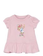 Polo Bear Cotton Jersey Peplum Tee Pink Ralph Lauren Baby