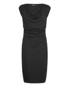 Chain-Trim Stretch Jersey Cowlneck Dress Black Lauren Ralph Lauren