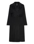 Wool Coat With Handmade Belt Black Mango