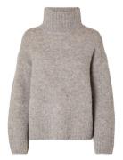 Slfgabella Ls Knit High-Neck Noos Grey Selected Femme