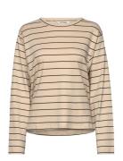 Srhella Striped Ls T-Shirt Gots Beige Soft Rebels