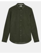 Akleif Solid Cord Shirt Khaki Anerkjendt