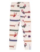 Bamboo Leggings Santa Dogs 65 62/68 Cream Geggamoja