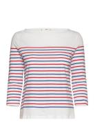 Striped Boat-Neck T-Shirt White Mango