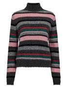 Nuriette Stripe Highneck Pullover Grey Nümph