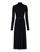 Rib Mix F&F Pleated Dress Ls Black Tommy Hilfiger