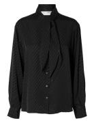 Slfcassia Ls Scarf Shirt B Black Selected Femme