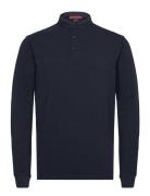 Cotton Long Sleeve Pique Polo Navy Superdry