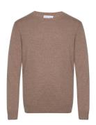 Man Chunky O-Neck Sweater Brown Davida Cashmere