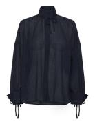 Volume Shirt With Tiebow Navy Stella Nova