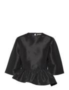 Crispy Peplum Blouse Black Stella Nova