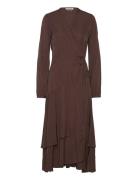 Viscose Jacquard Midi Wrap Dress Brown Scotch & Soda