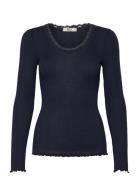 Rmwbalta Modal Ls Lace Blouse Navy RM By Rosemunde