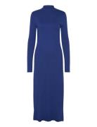 Perkins-Neck Knitted Dress Blue Mango