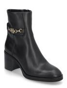 Th Chain Leather Mid Heel Bootie Black Tommy Hilfiger