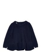 Knitted Pullover W. Frill Navy Copenhagen Colors