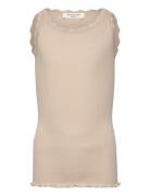 Beatha Silk Top W/ Lace Beige Rosemunde Kids