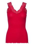 Organic Top W/ Lace Red Rosemunde