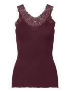 Organic Top W/ Lace Burgundy Rosemunde