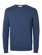 Slhberg Crew Neck Noos Navy Selected Homme