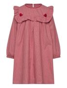 Check Dress W. Heart Emb Red Copenhagen Colors