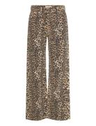 High-Waisted Straight-Fit Jeans With Leopard Print Brown Mango